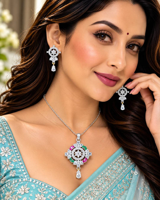 Statement Ethnic Necklace and Earrings Set for Women