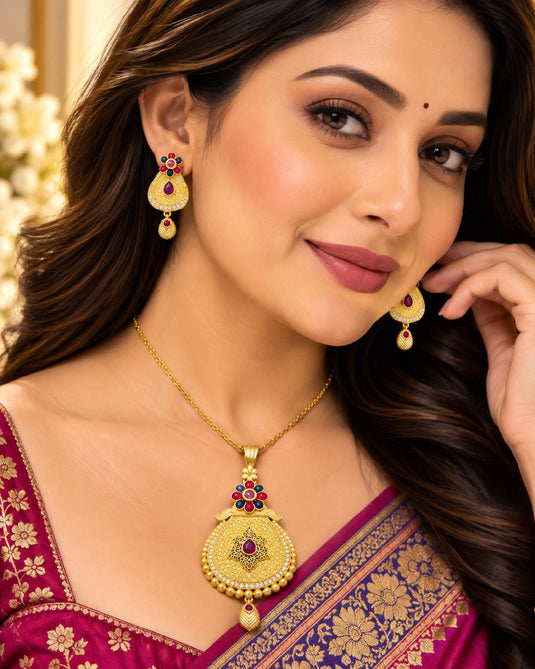 Classic Occasionwear Necklace and Earrings Set for Women
