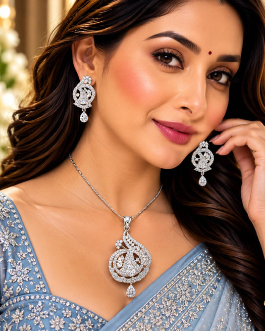 Designer Bridal-Style Necklace and Earrings Set for Women