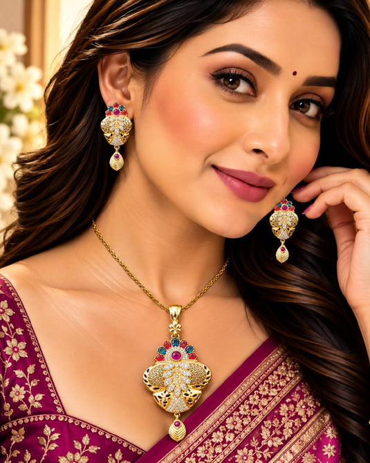 Designer Indian-Inspired Necklace and Earrings Set for Women