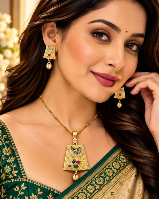 Festive Statement Necklace and Earrings Set for Women