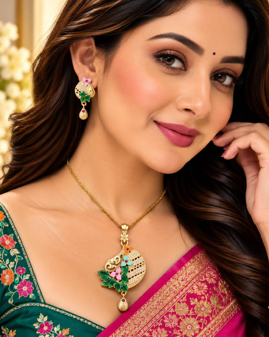 Festive Ethnic Necklace and Earrings Set for Women
