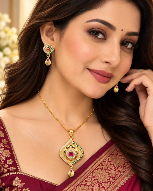Royal Indian-Inspired Necklace and Earrings Set for Women