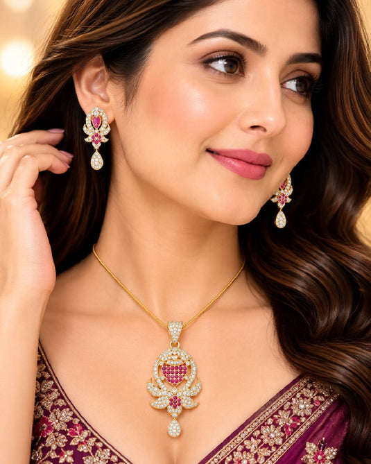 Royal Bridal-Style Ethnic Necklace and Earrings Set for Special Occasions